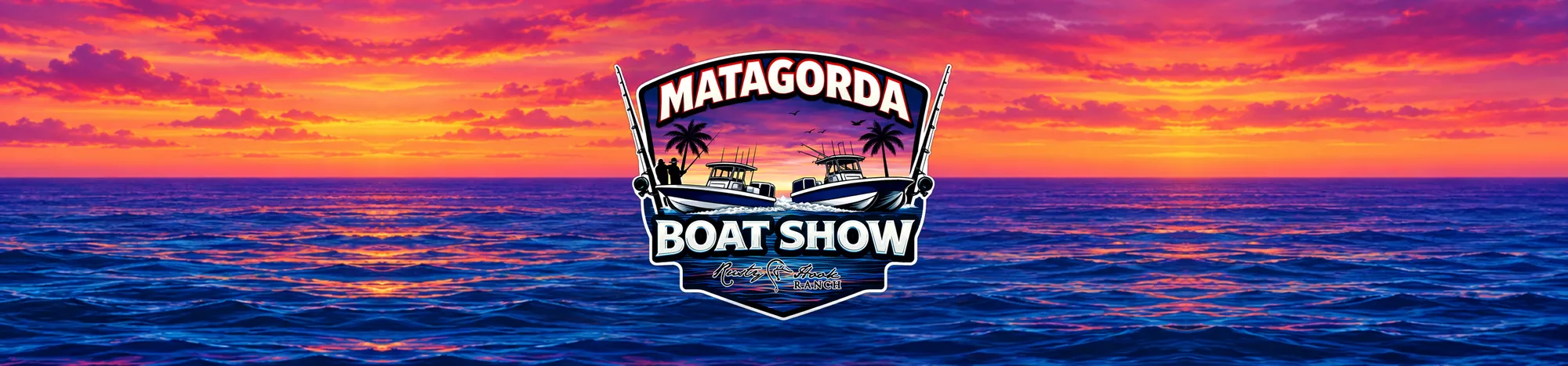 Matagorda Boat Show, presented by Rusty Hook Ranch, over a sunset on the Gulf
